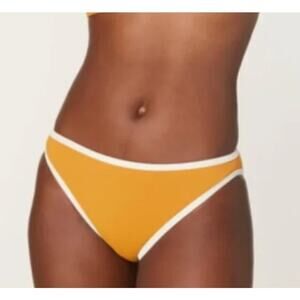 Andie Mustard Yellow Bikini Bottom with White Trim